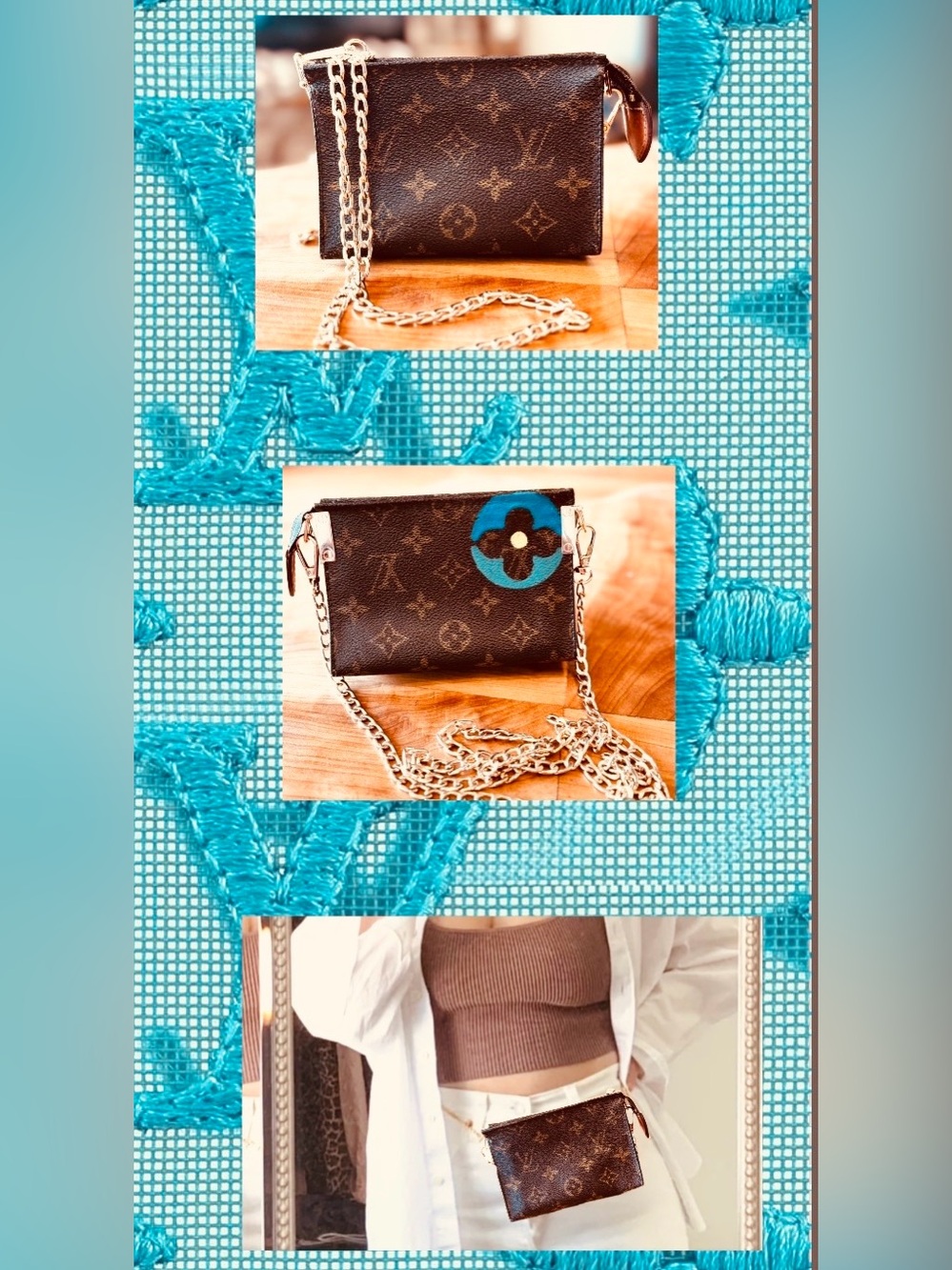 Louis Vuitton pouch  converted Crossbody vintage brown monogram purse